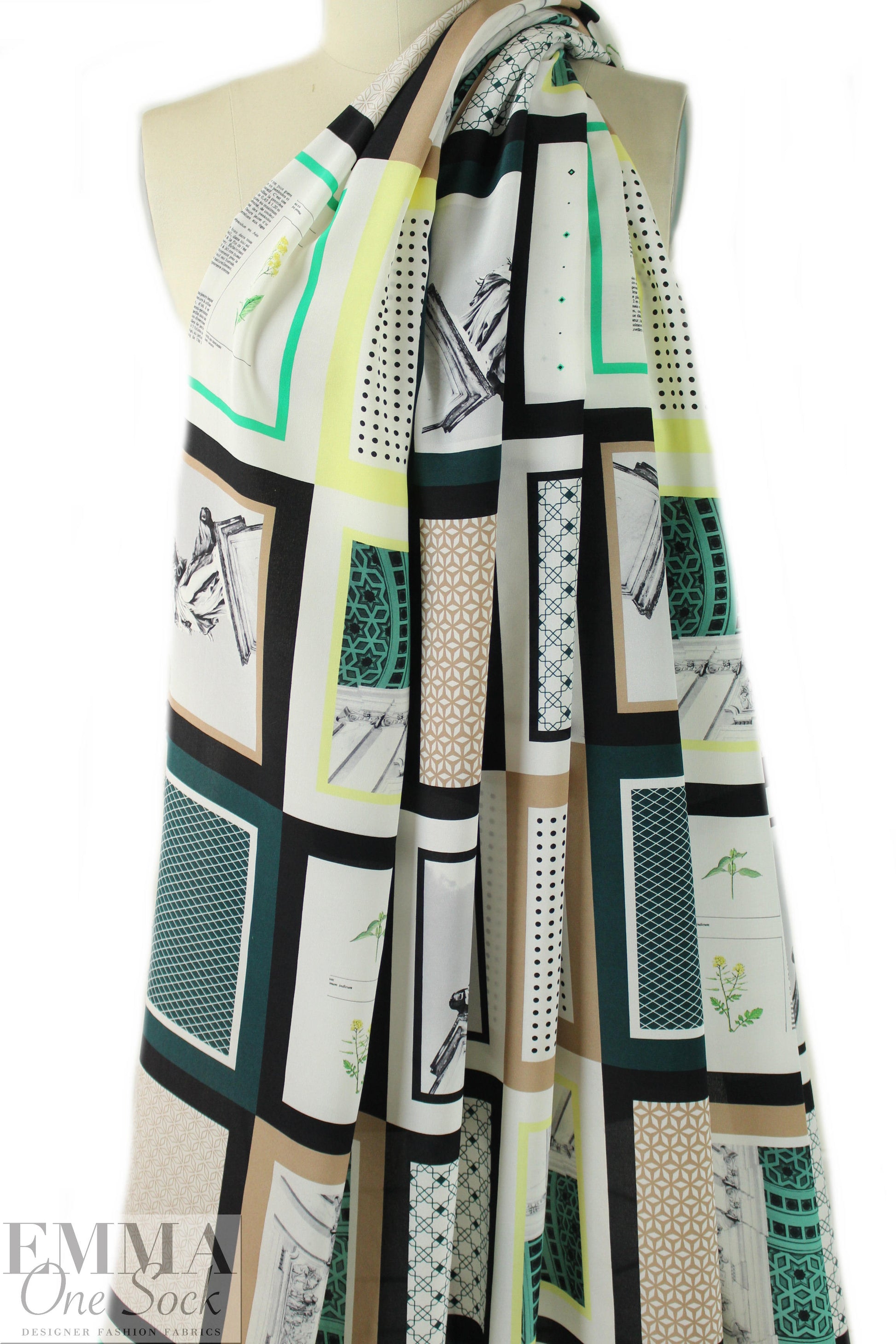 Italian silk 2-ply crepe panel - impression conversationnelle
