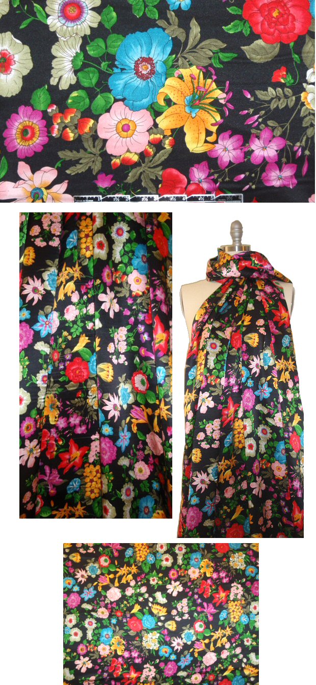 vivid garden delights printed silk charmeuse 2 yds