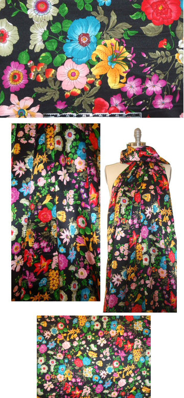 vivid garden delights printed silk charmeuse 1.25 yd