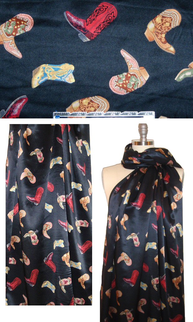 'Belvidere boots' printed silk charmeuse 1.25 yd