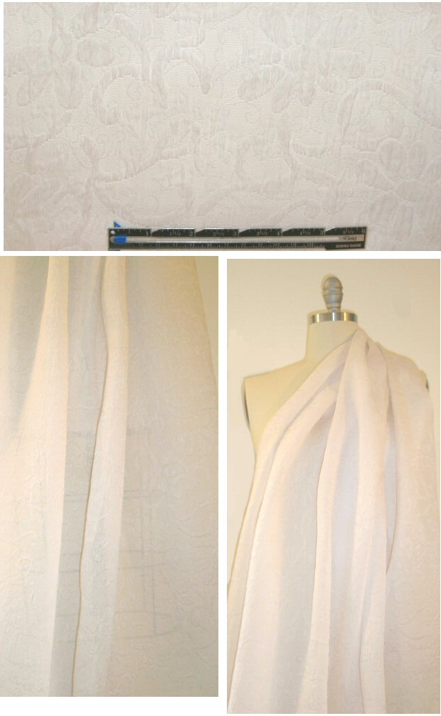 Italian off white floral motif silk cloque'