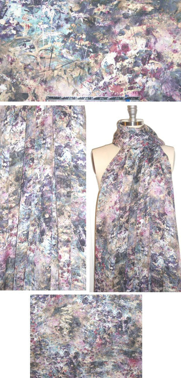 Italian painterly abstract silk georgette 1.625 yd