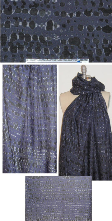 Italian midnight tracks design silk/cotton voile