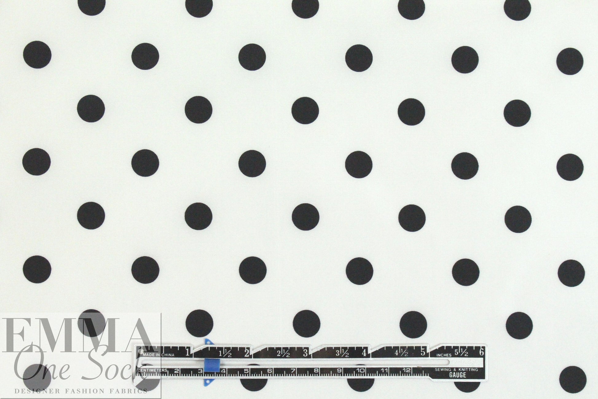 Italian black on ivory dot silk satin .5 yds