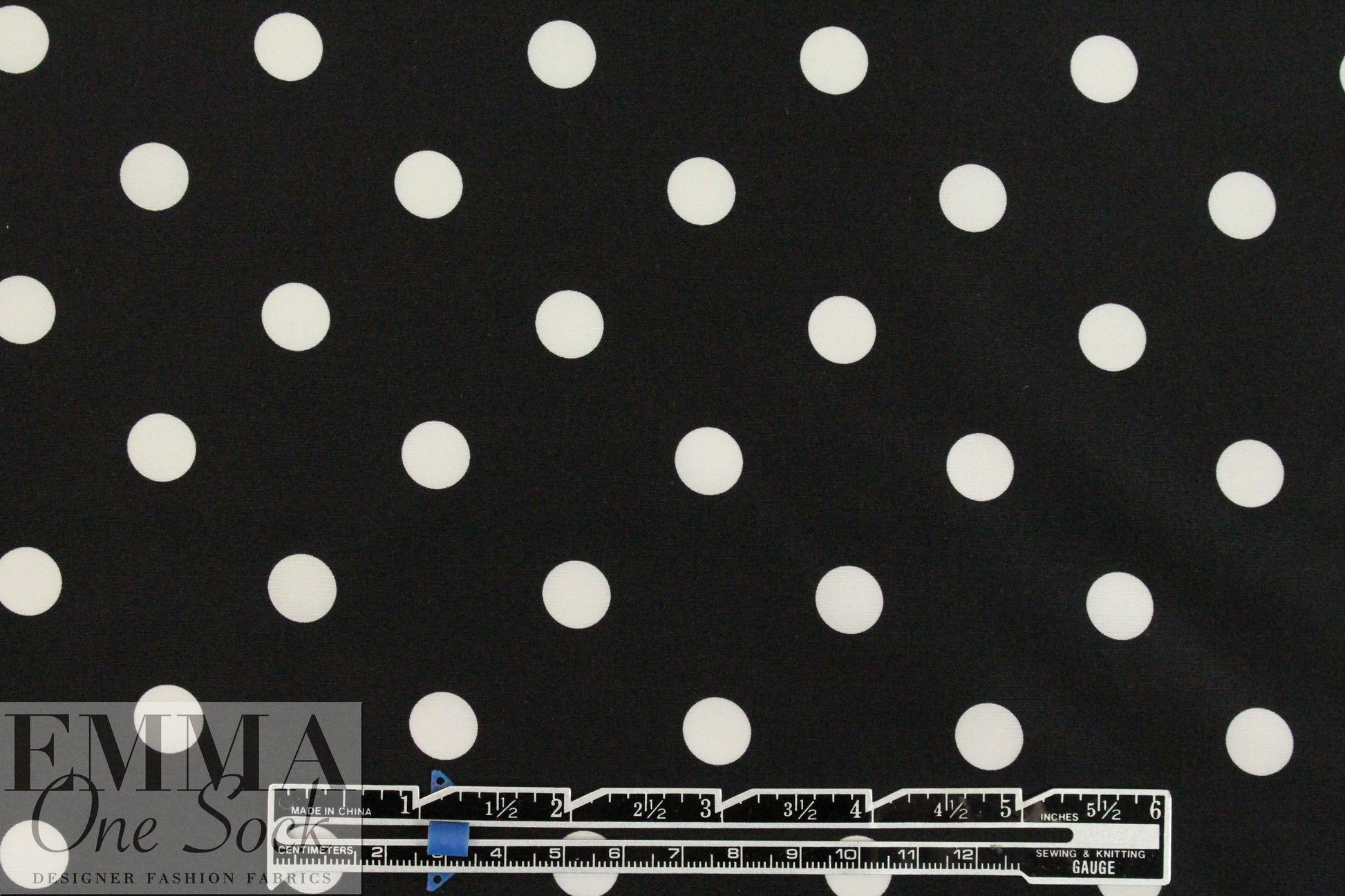 Italian ivory on black dot silk satin 1 yard