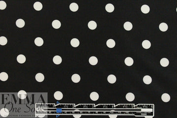 Italian ivory on black dot silk satin 1 yard