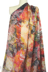 Italian abstracted painterly floral satin face silk chiffon