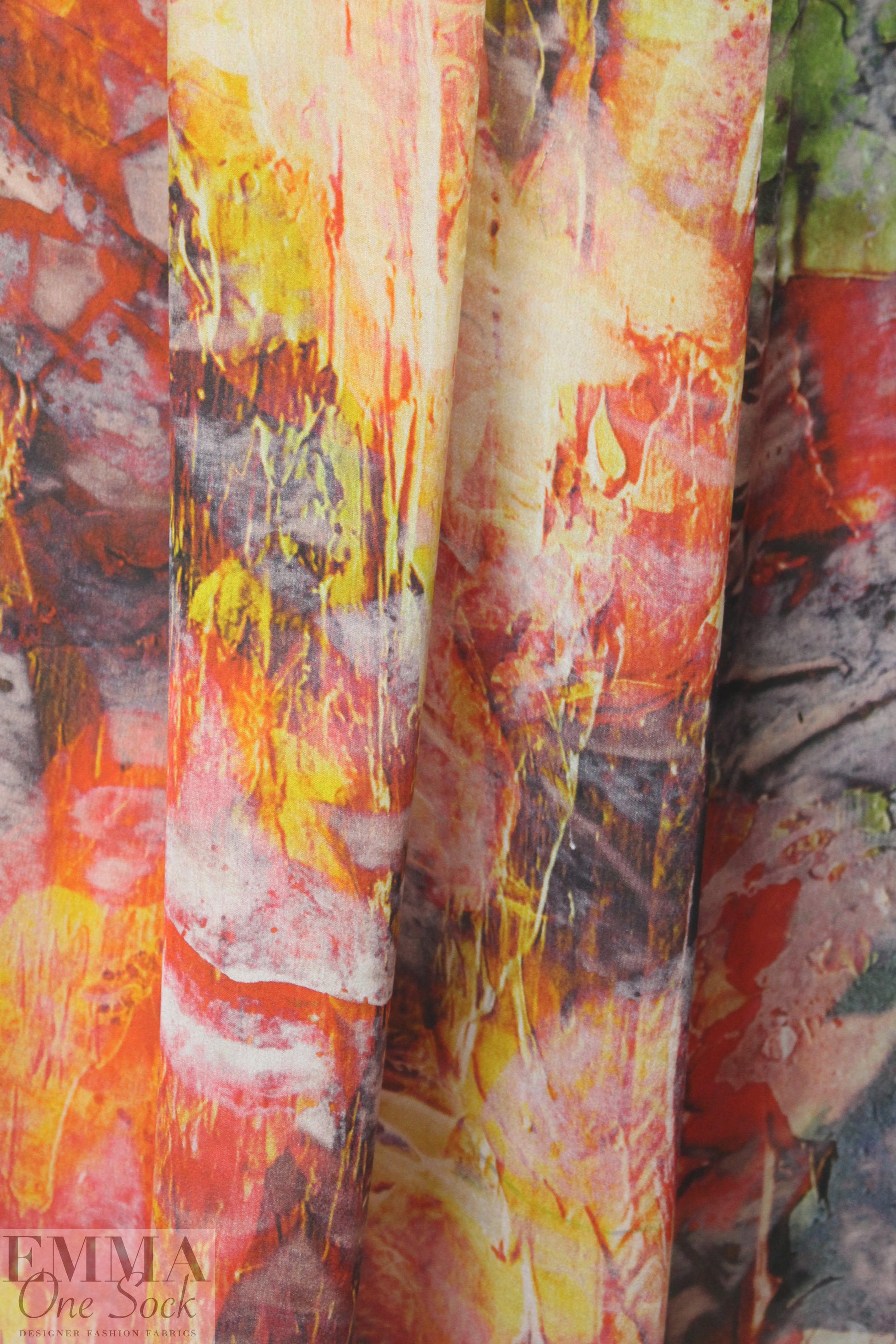 Italian abstracted painterly floral satin face silk chiffon