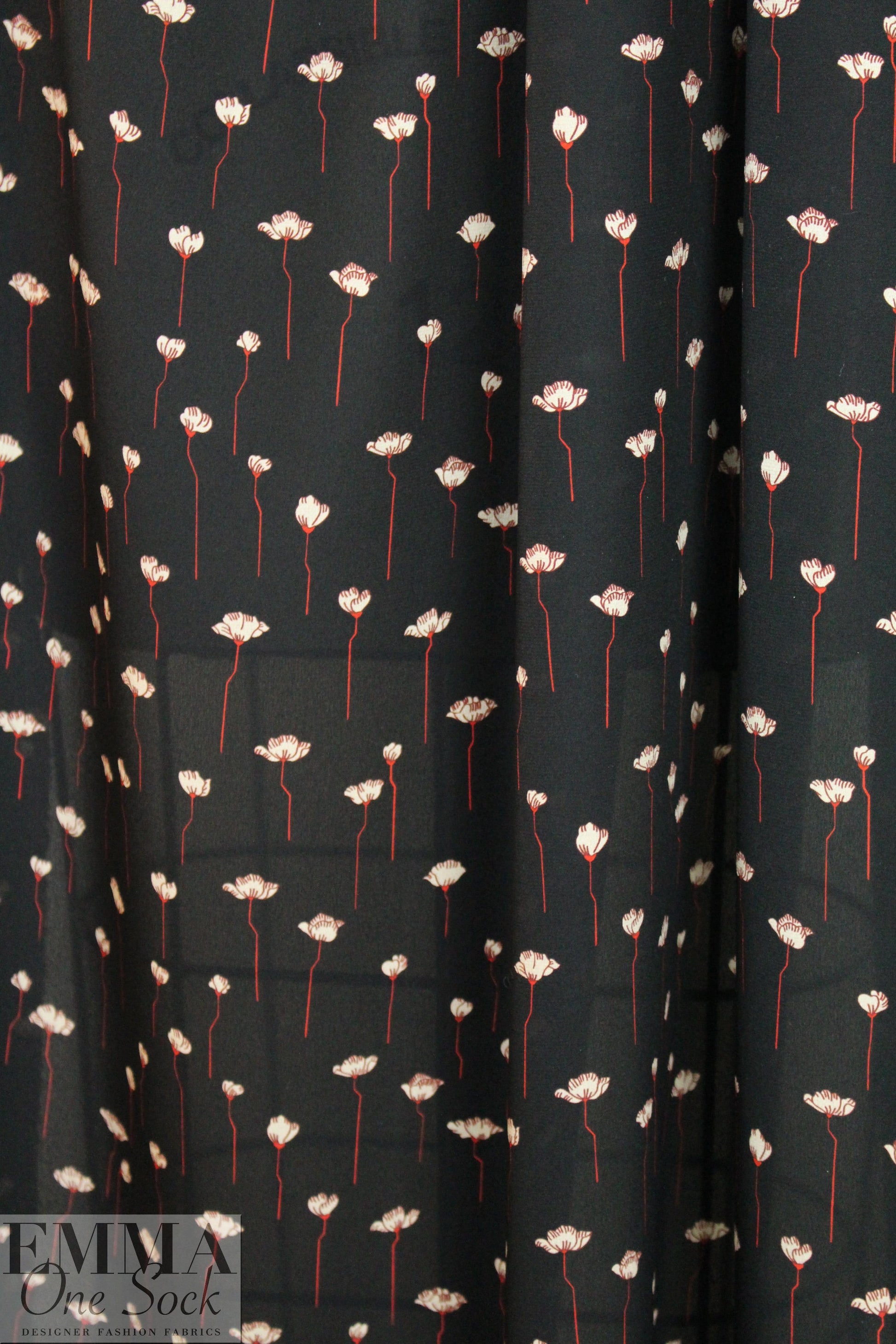 Italian silk blouseweight - red/ecru/black floral