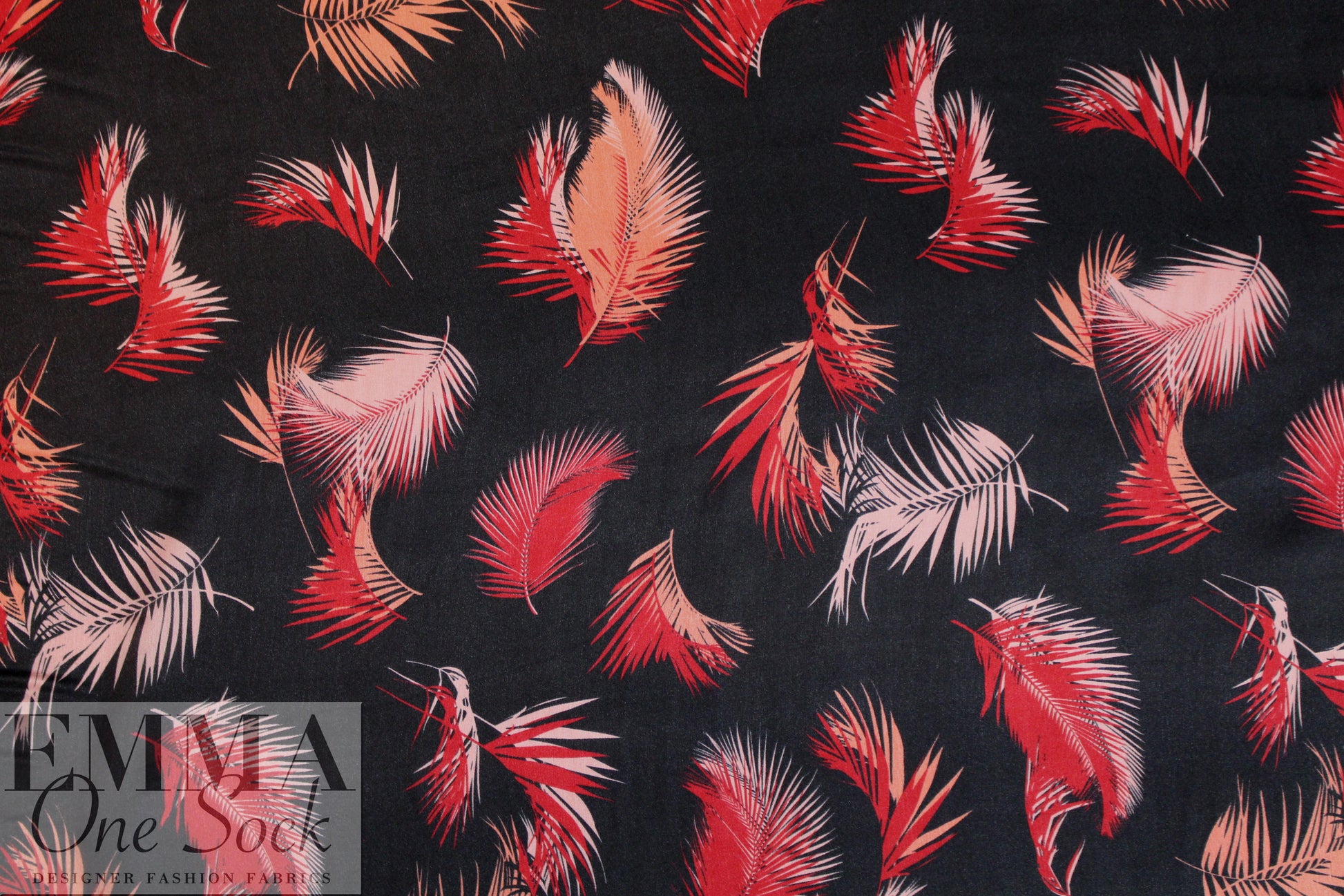 Italian feathery print silk satin face chiffon