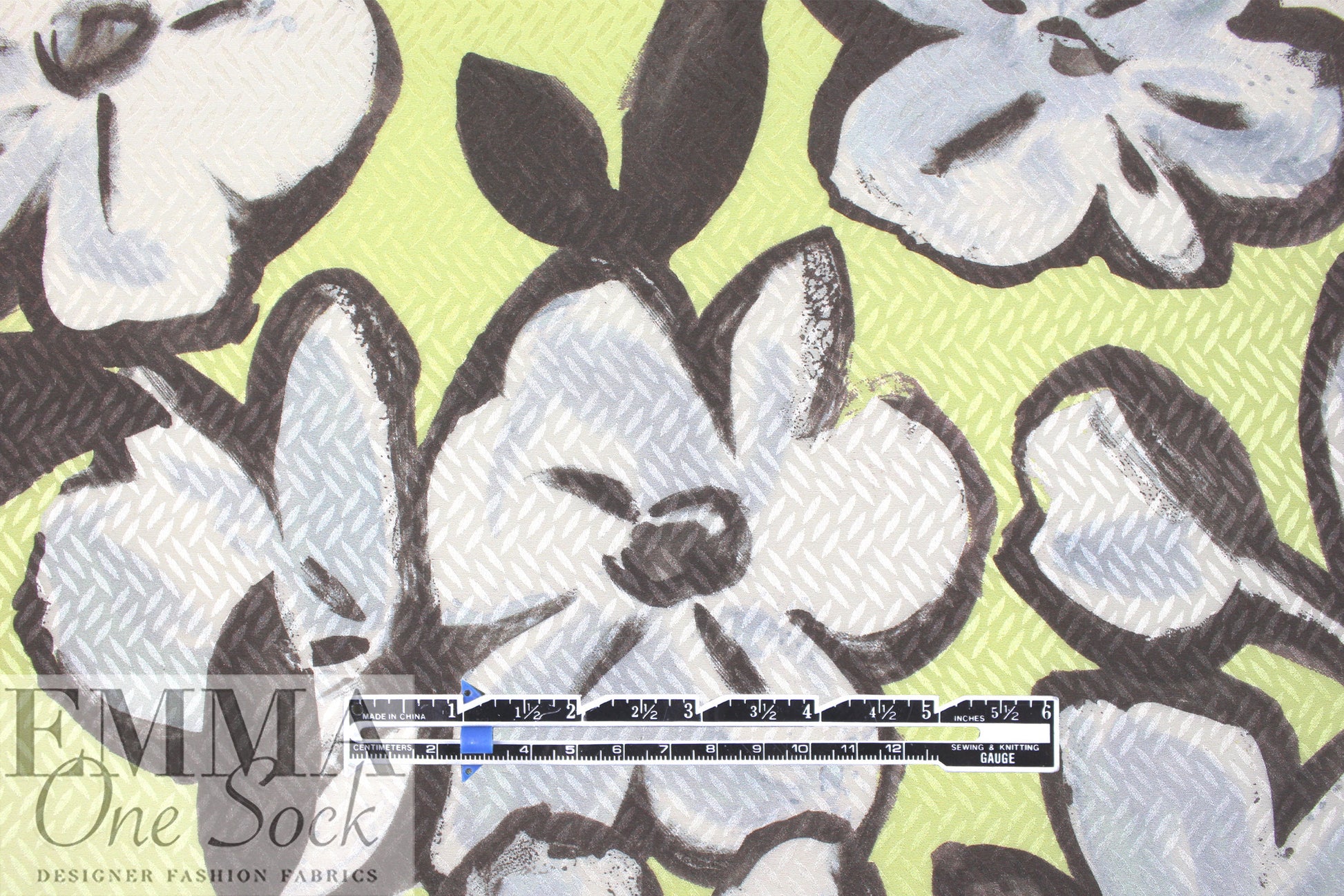 Italian 'painted flowers' over-printed silk/viscose jacquard 1 yard