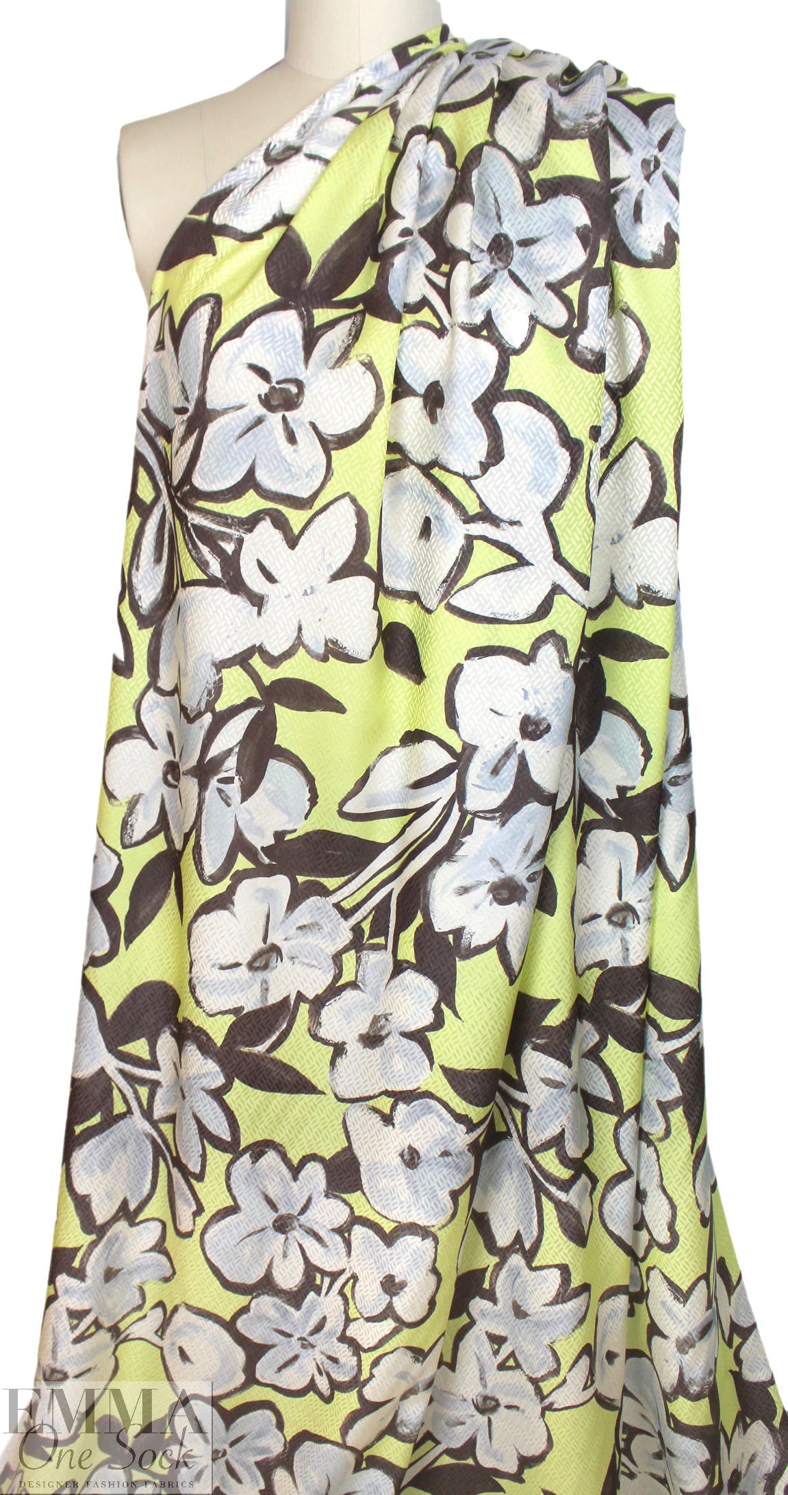 Italian 'painted flowers' over-printed silk/viscose jacquard 1 yard