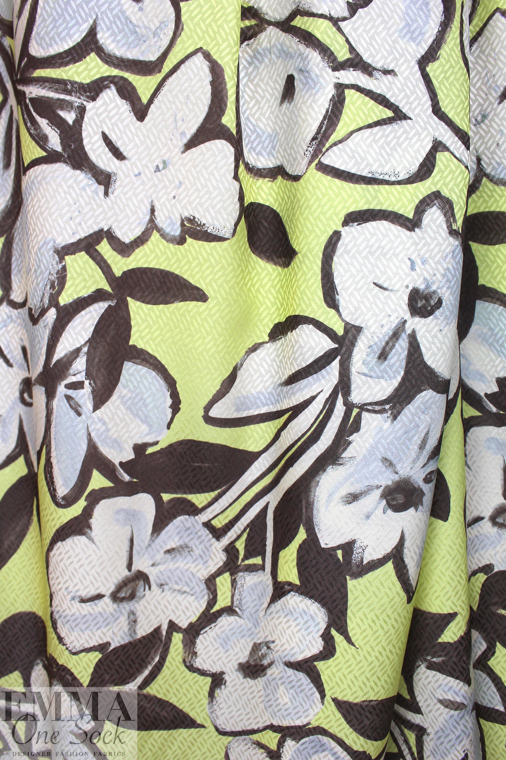 Italian 'painted flowers' over-printed silk/viscose jacquard 1 yard