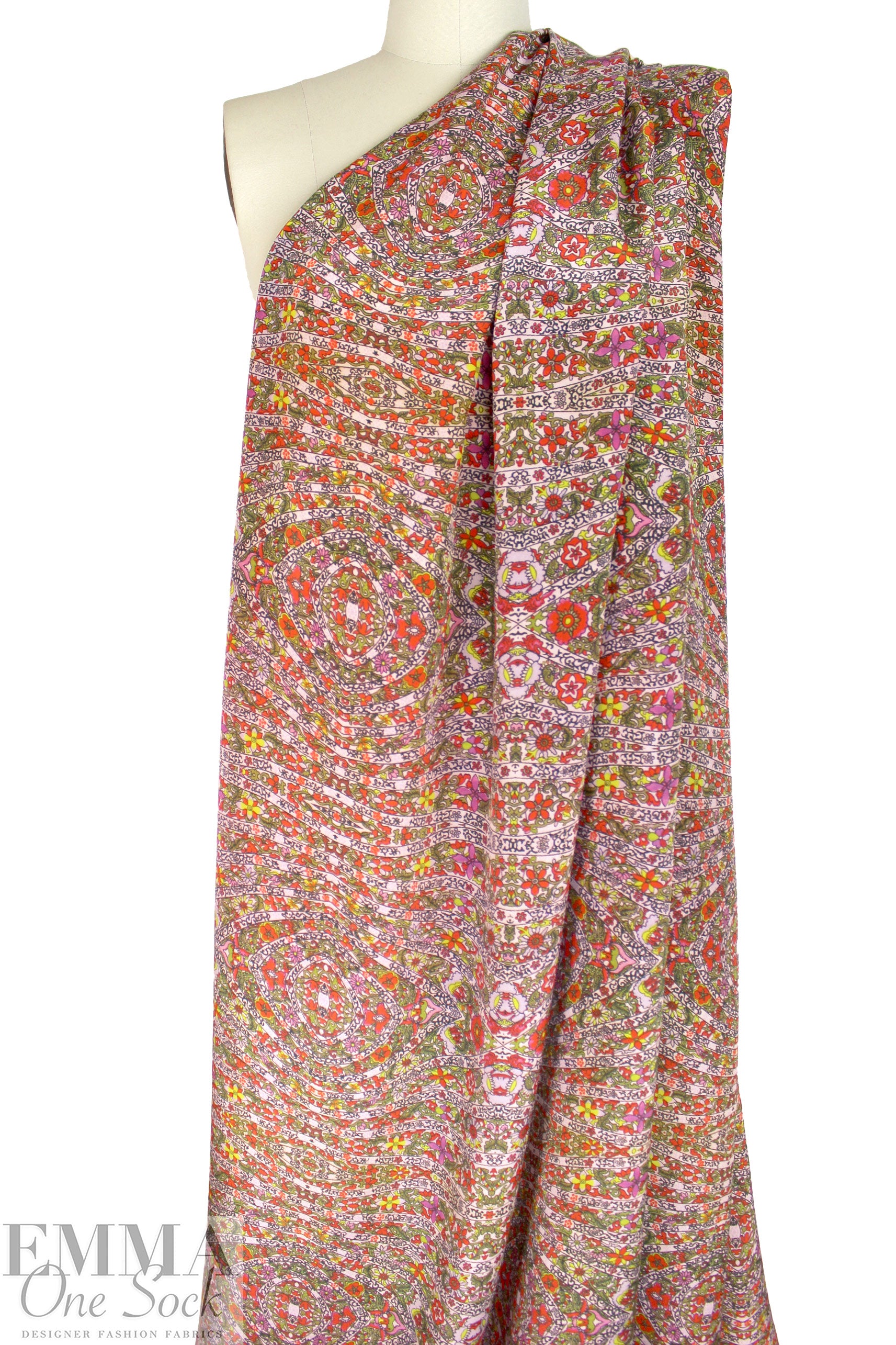 Italian 'garden maze scroll' refined silk blouseweight woven 1.5 yd