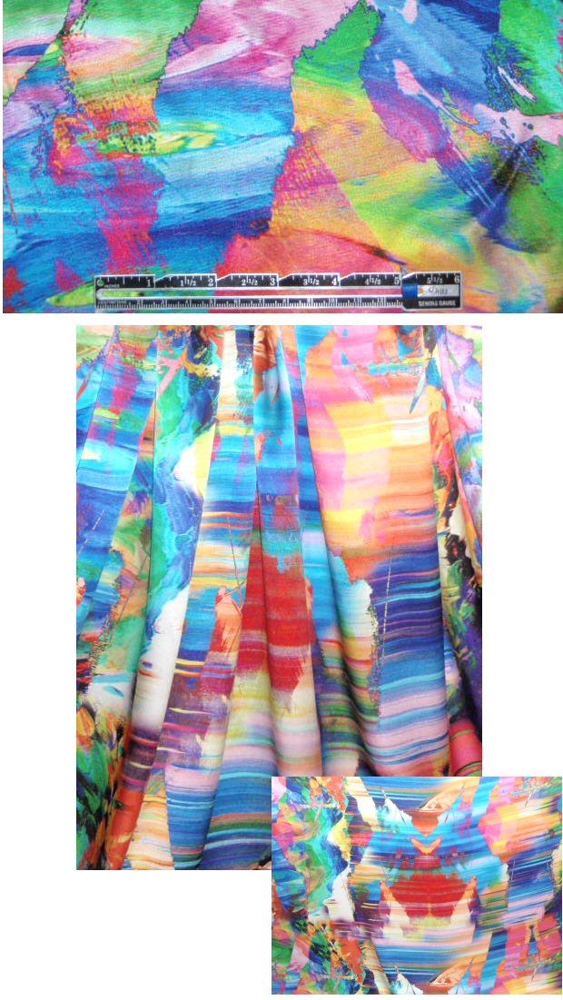 digital rorschach abstract design silk charmeuse