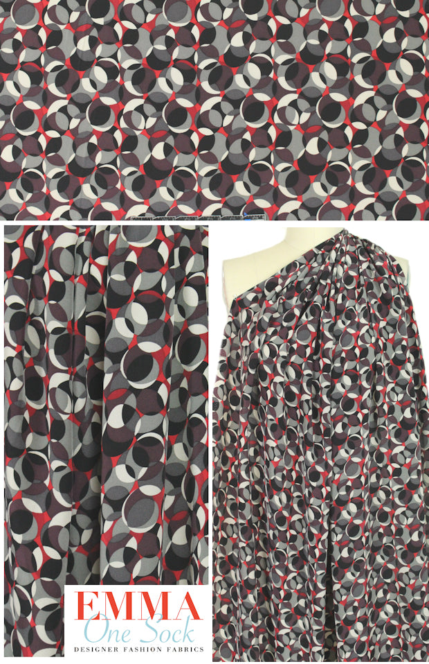 NY designer overlapping circles silk blouseweight