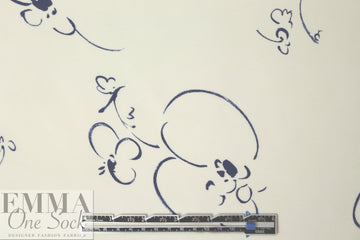 CA designer pen and ink flowers silk crepe de chine