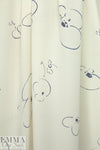 CA designer pen and ink flowers silk crepe de chine