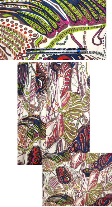 Burning T0rch butterfly design silk challis 1.25 yd