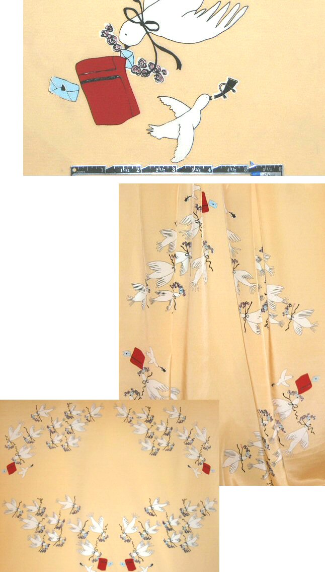 CA des. doves bearing gifts #2 panel silk charmeuse