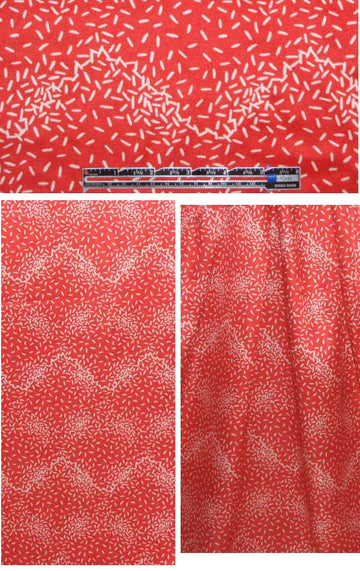 CA designer red white confetti silk/cotton satin