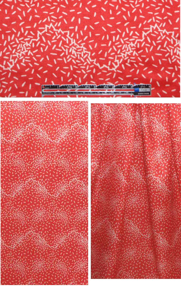 CA designer red white confetti silk/cotton satin 1.875 yds