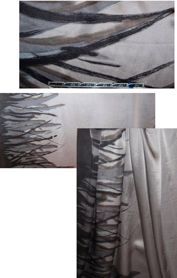 CA designer border print hammered silk 1.125 yds