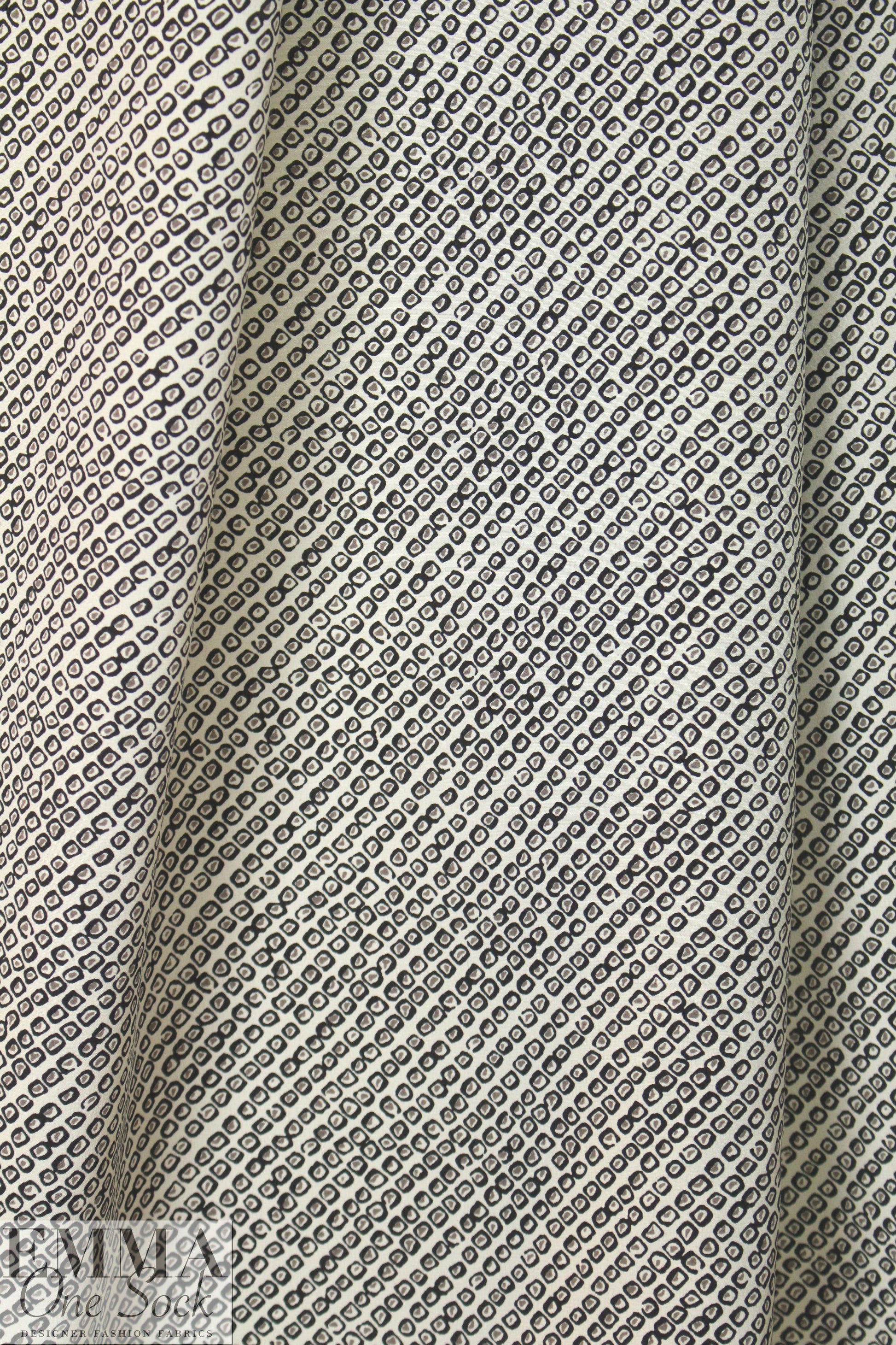 NY designer black/alabaster little graphic silk CDC 1.125 yds