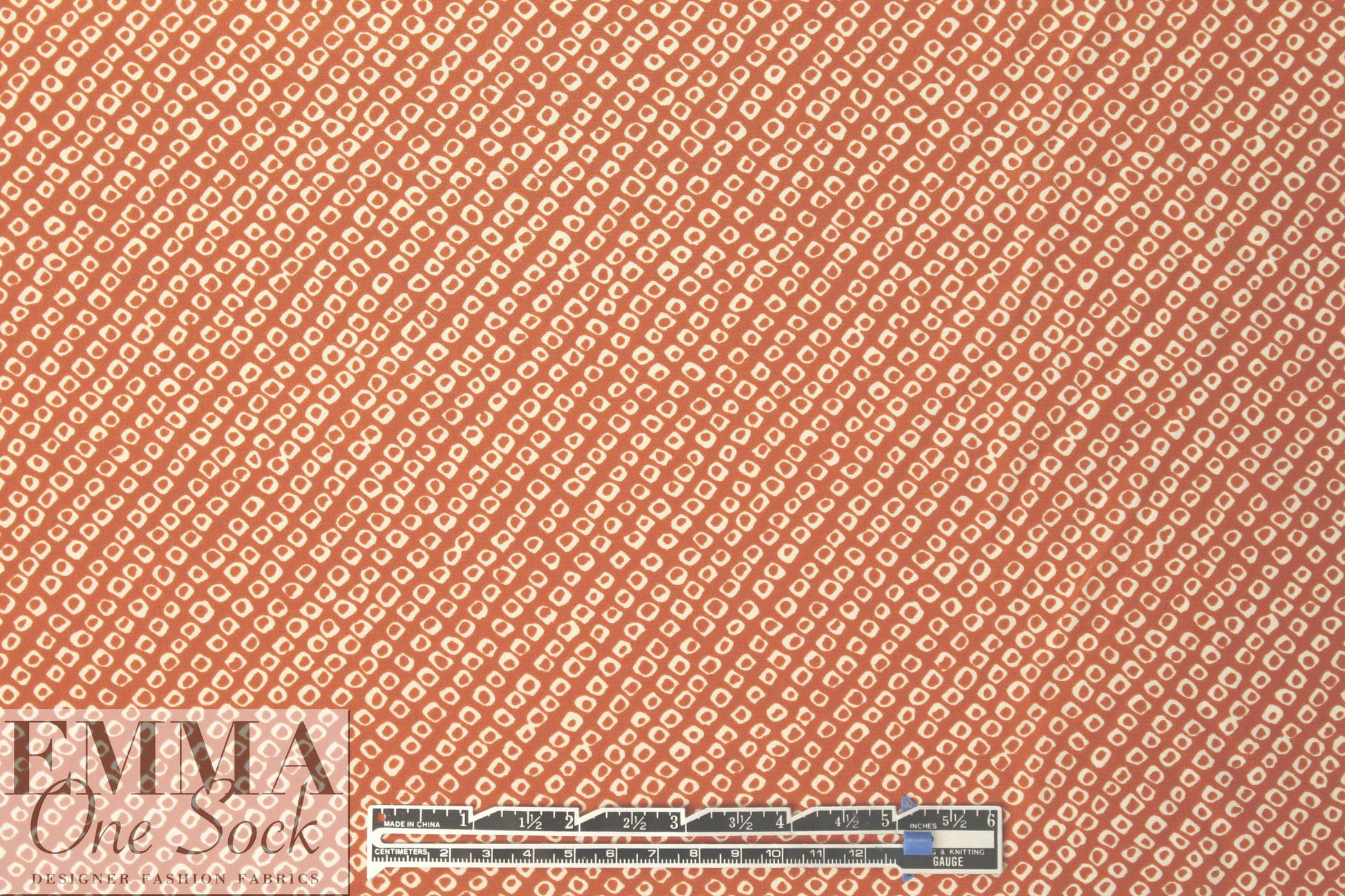 NY designer cinnamon/ivory little graphic silk CDC