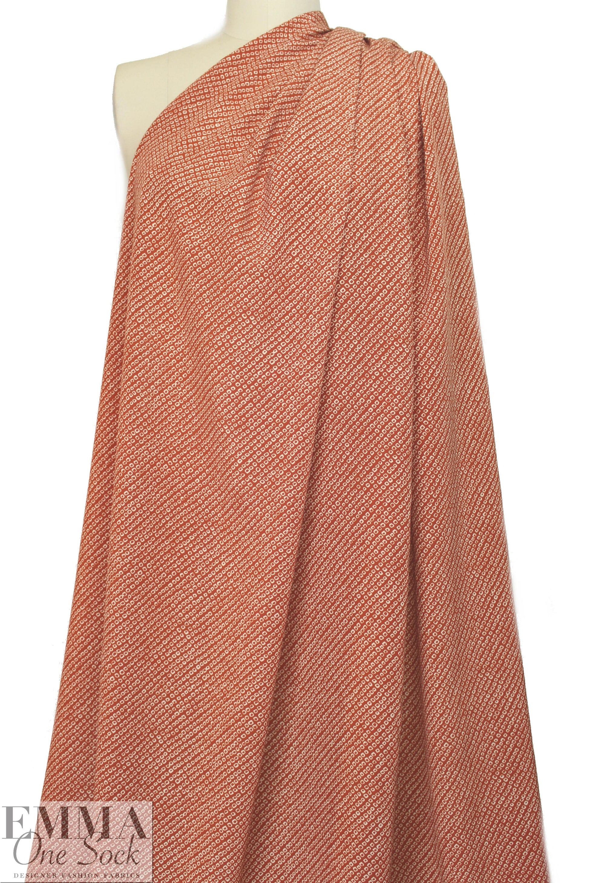 NY designer cinnamon/ivory little graphic silk CDC