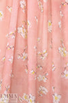 Caroline C0nstas peachy pink blossoms silk satin face chiffon 1.5 yds