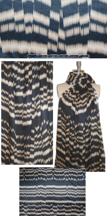 Italian midnight/khaki 'jagged stripe' silk CDC