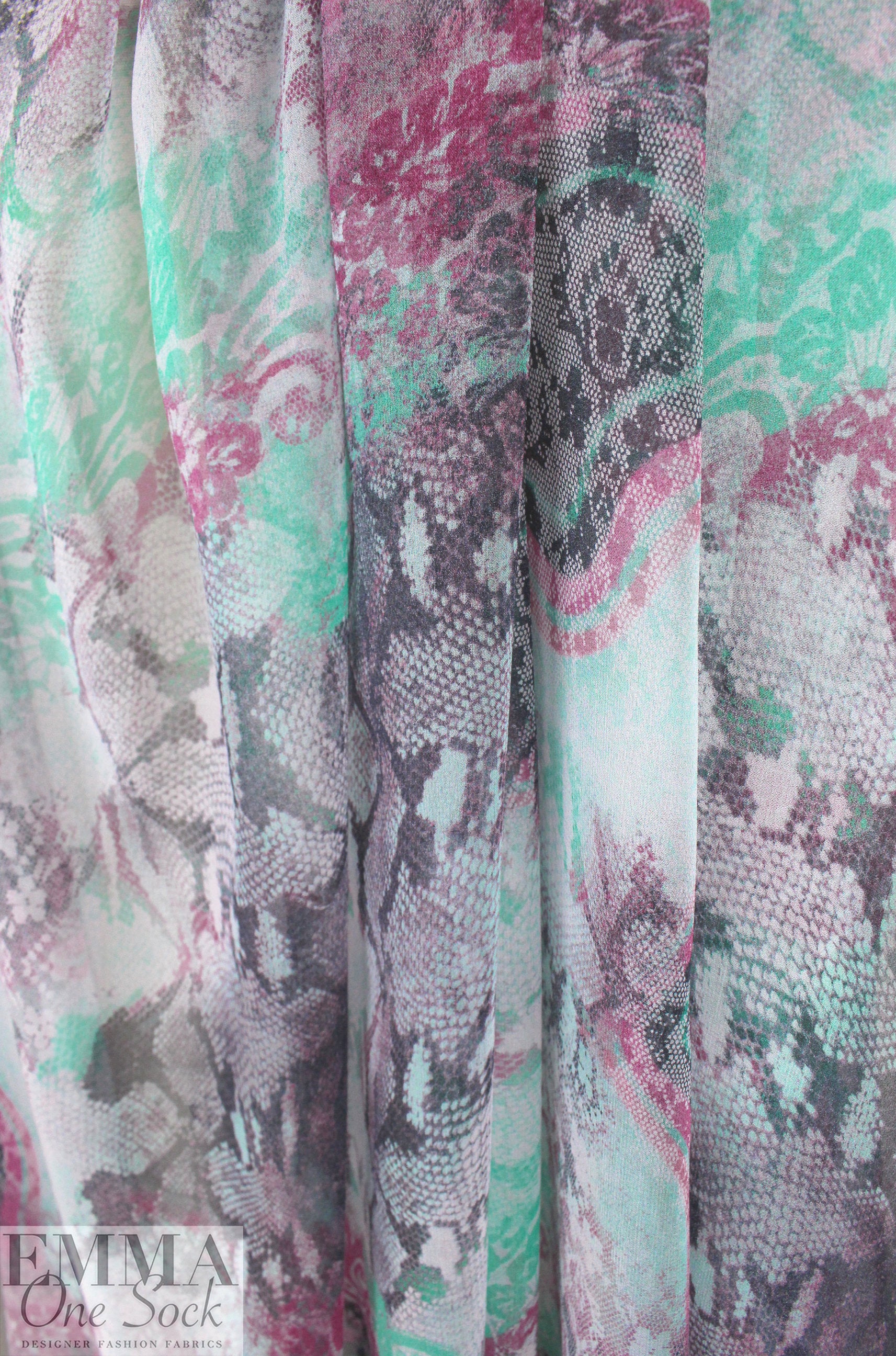 CA designer 'python lace' silk chiffon 1.66 yd