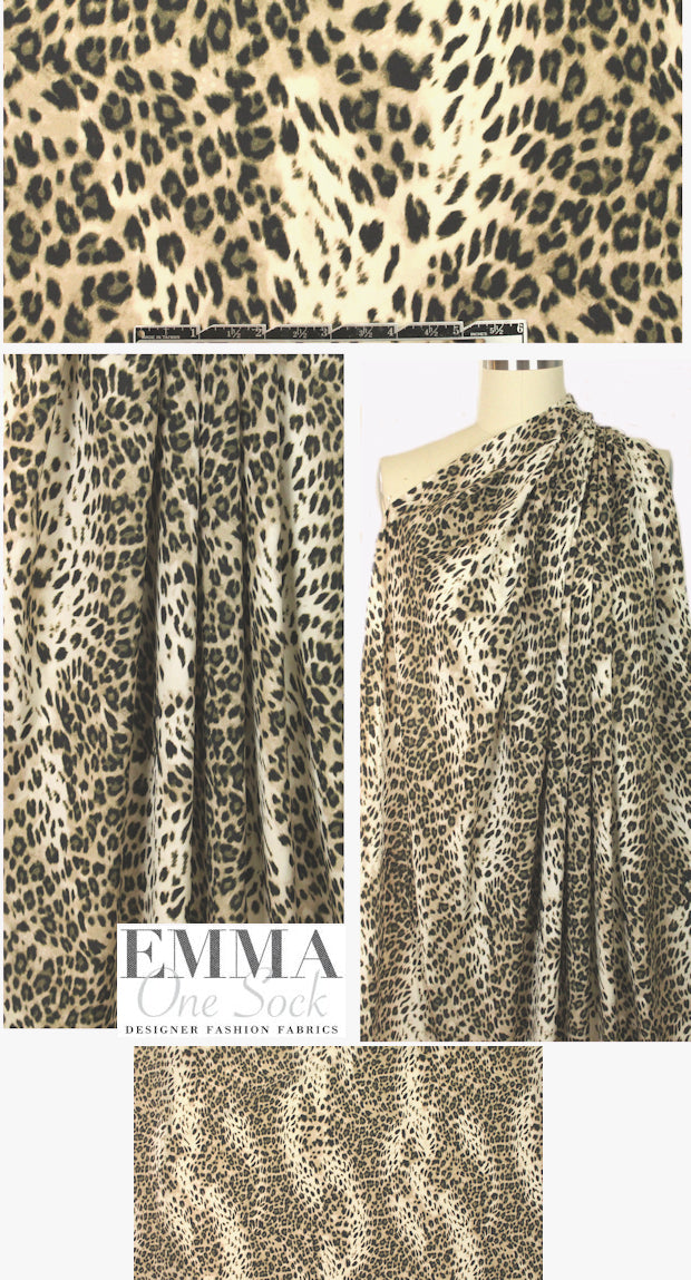 NY designer stylized leopard stretch silk blouseweight