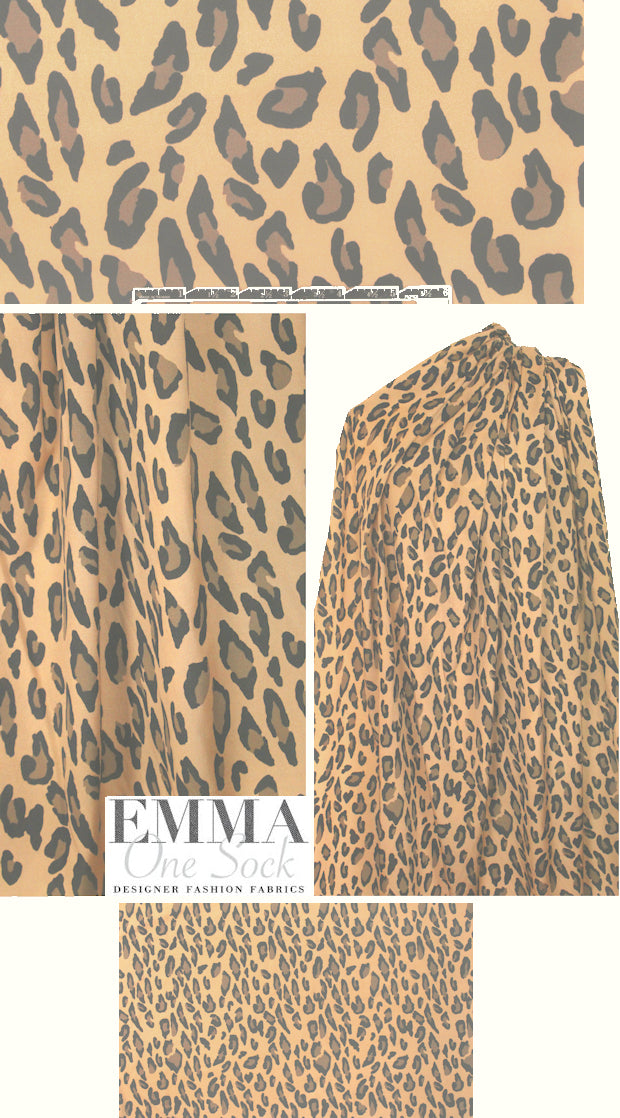NY designer stylized cheetah stretch silk blouseweight 2 yd