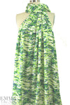 NY designer dashy greens abstract stretch silk crepe 1.5 yd