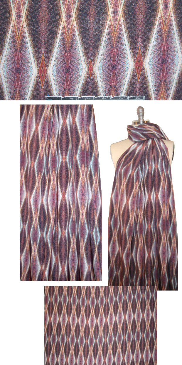 Italian 'totem chevron' design silk CDC 1.375 yd