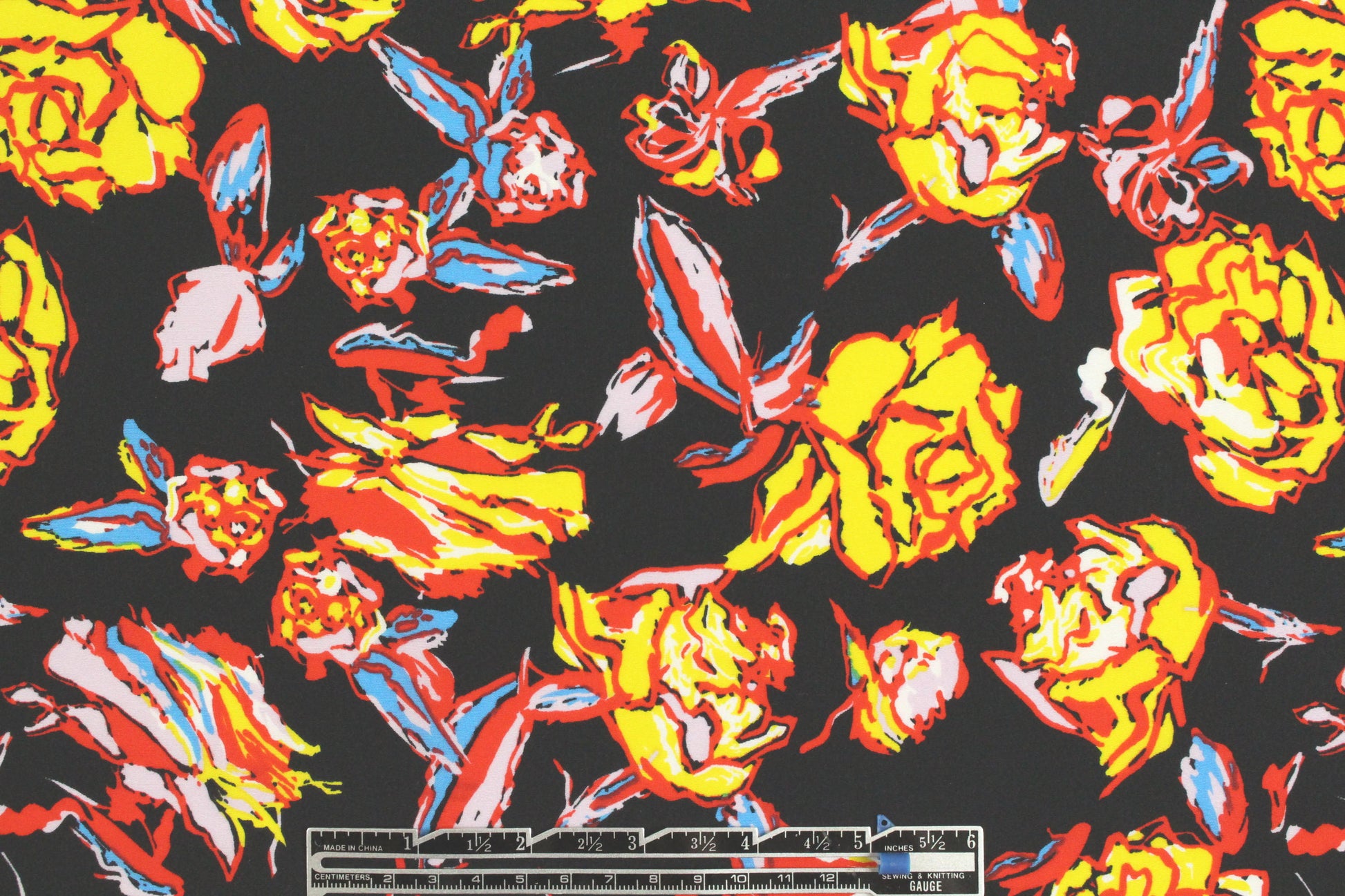famous designer edgy floral no.1 silk blouseweight 1.25 yds