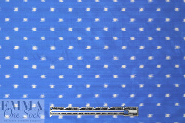 famous designer ikat silk jacquard - azure on white