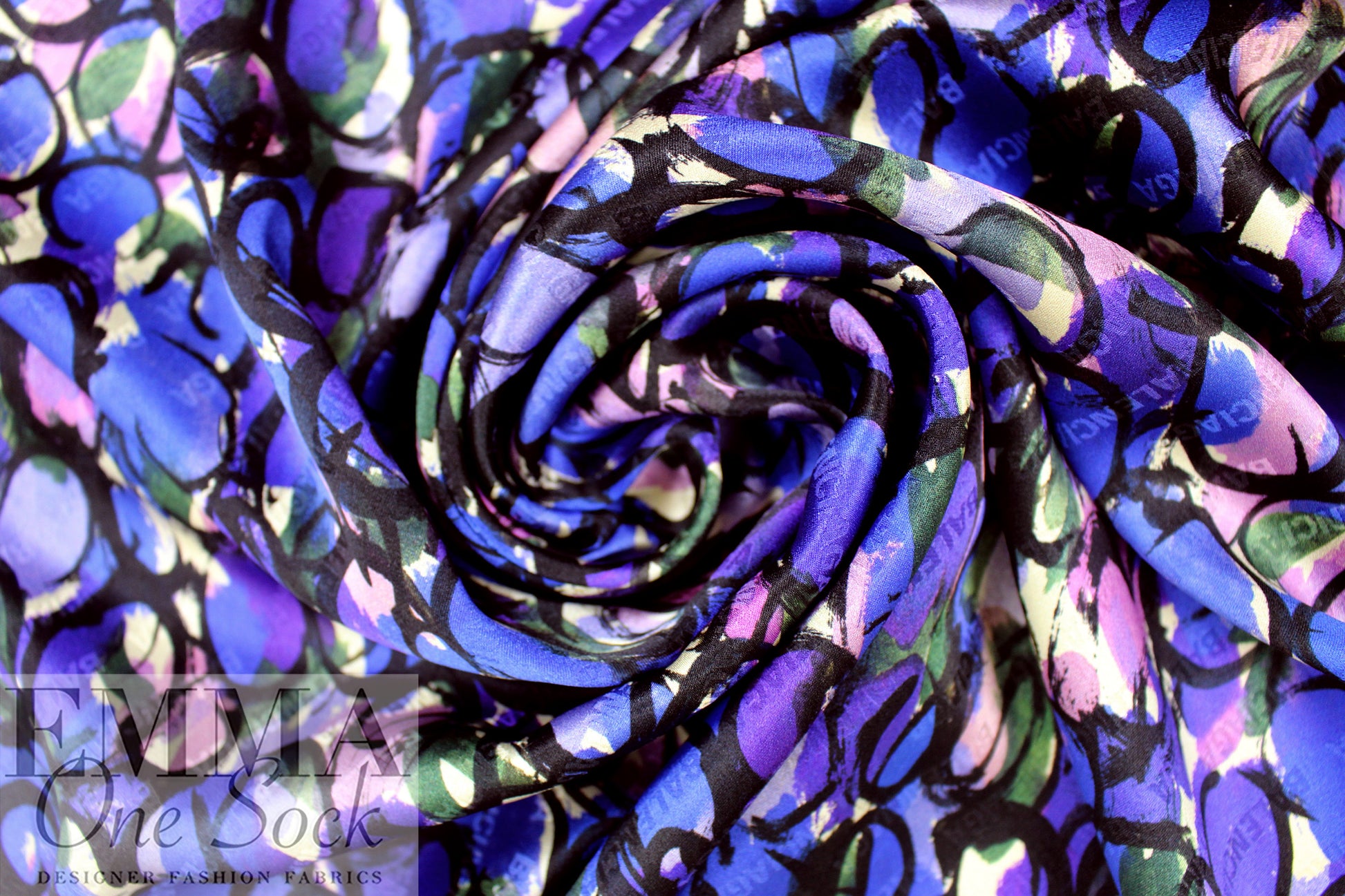 Italian Ba1enciaga signed, printed silk jacquard  .75 yds