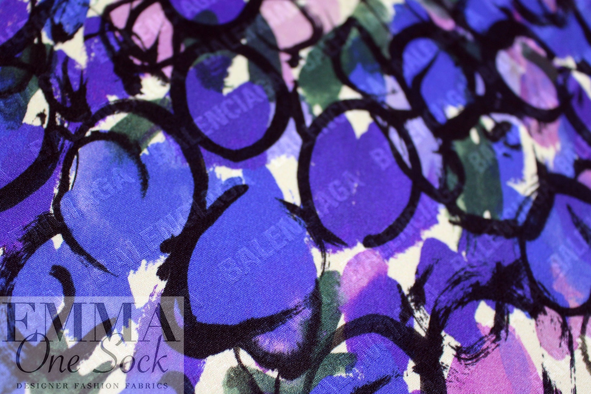 Italian Ba1enciaga signed, printed silk jacquard  1 yard