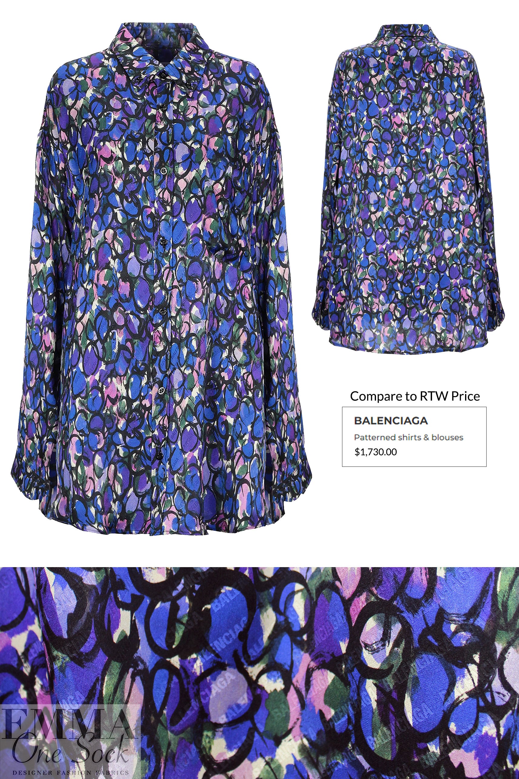 Italian Ba1enciaga signed, printed silk jacquard  .75 yds