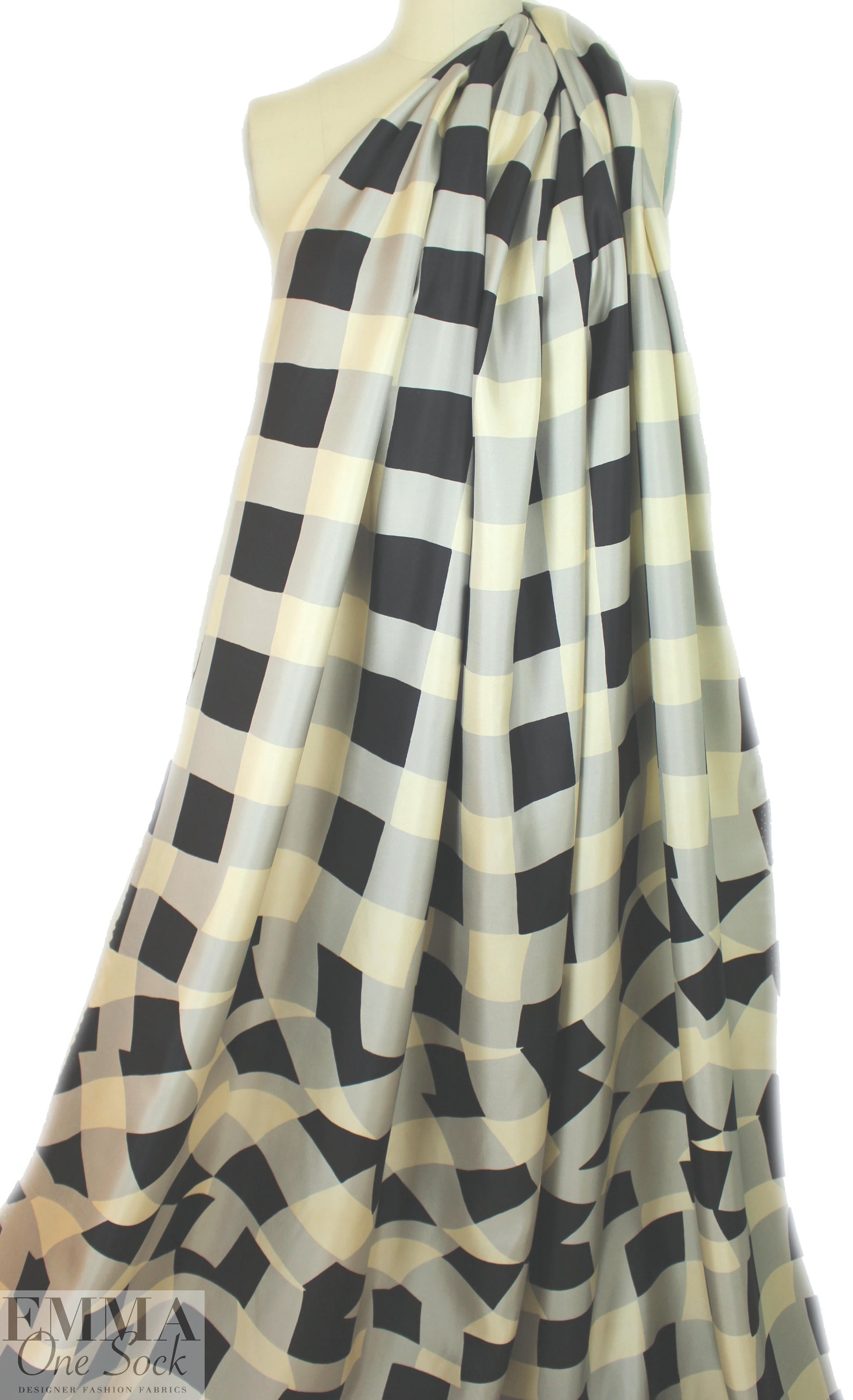 Partial Italian panel silk twill woven - 'gingham warp' 1 yard