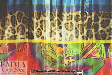 Italian dramatic lily/leopard panel silk chiffon