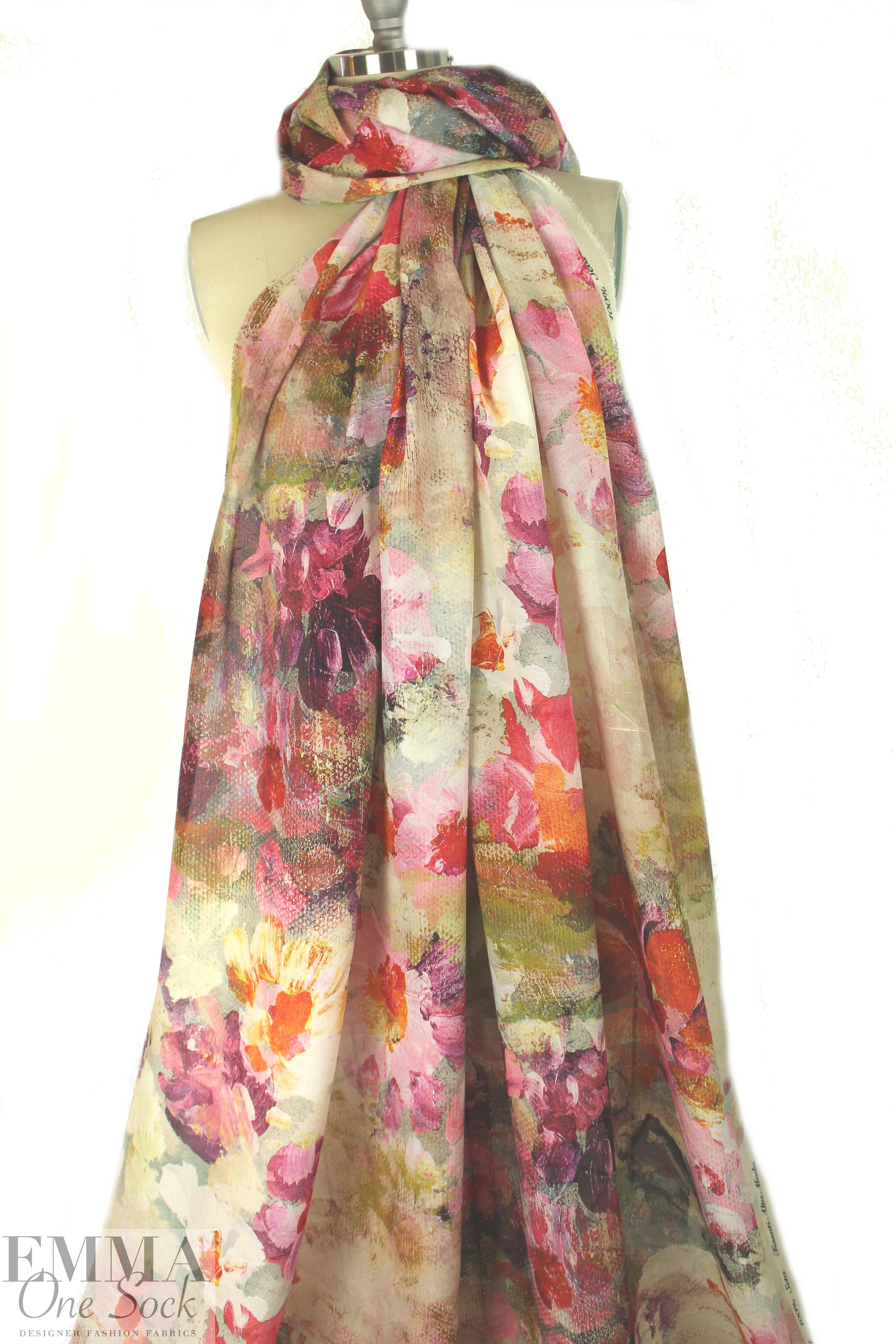 Italian painterly floral special weave silk sheer