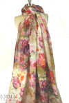 Italian painterly floral special weave silk sheer .875 yds