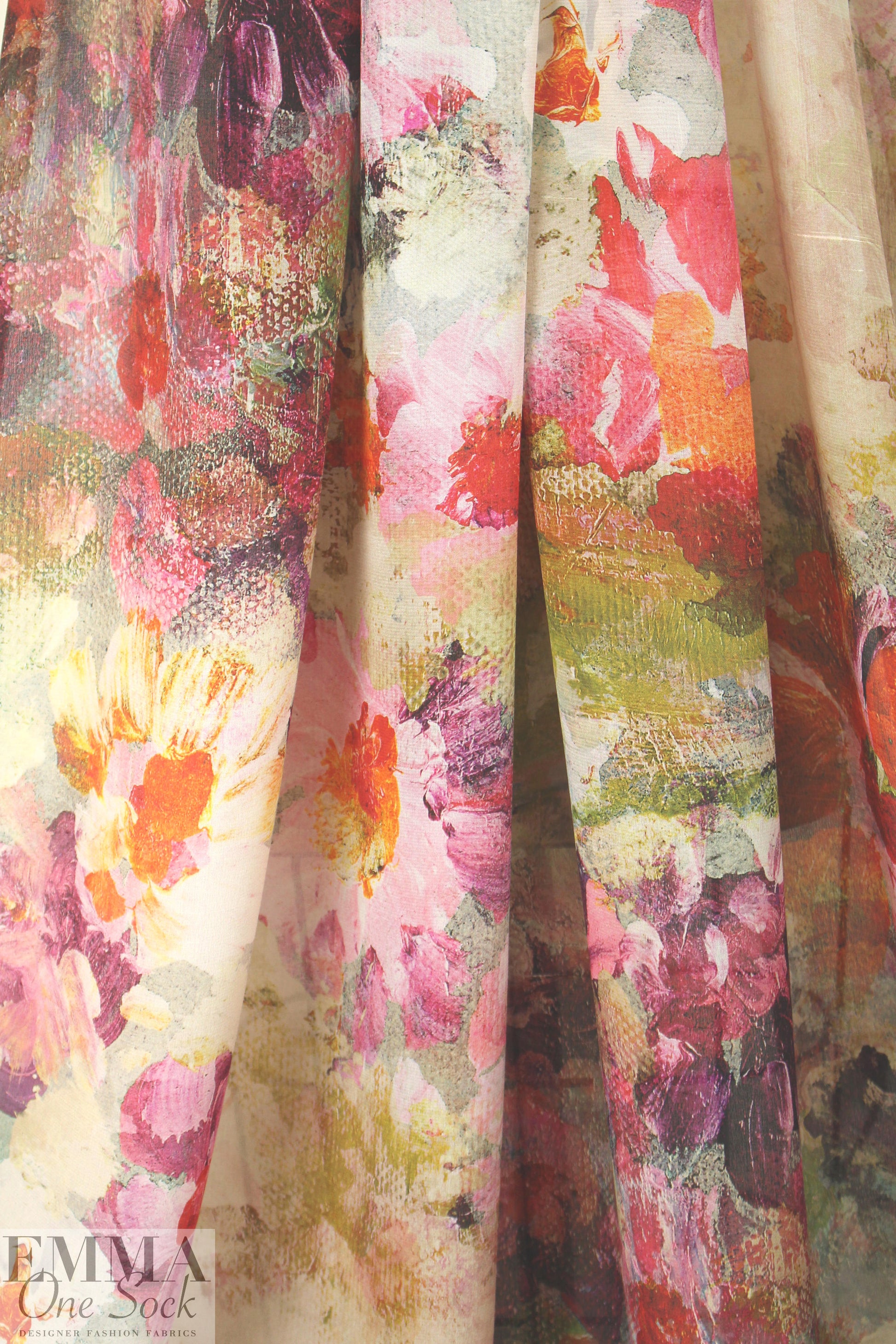 Italian painterly floral special weave silk sheer