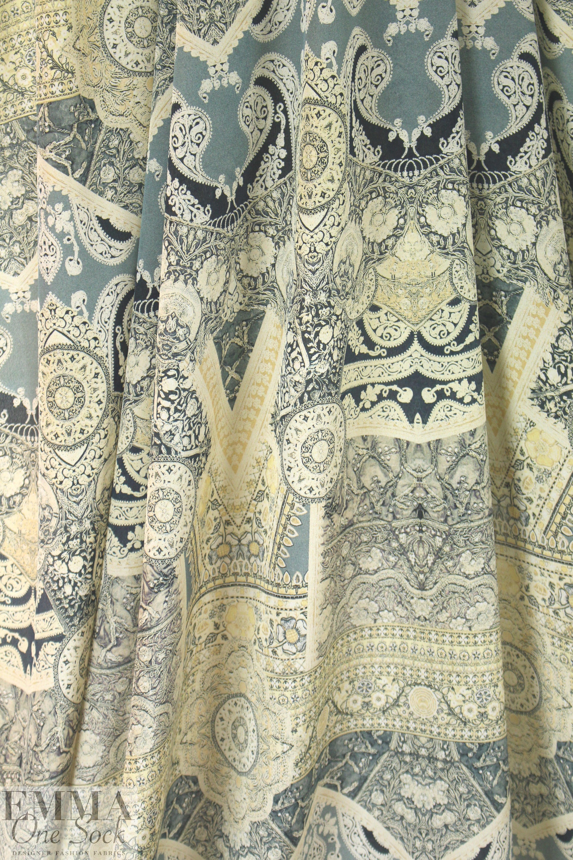 Italian Etr0 silk blouseweight - gray/buttercream