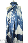 Italian panel silk twill woven - blue bonsai 2 yds (one panel)