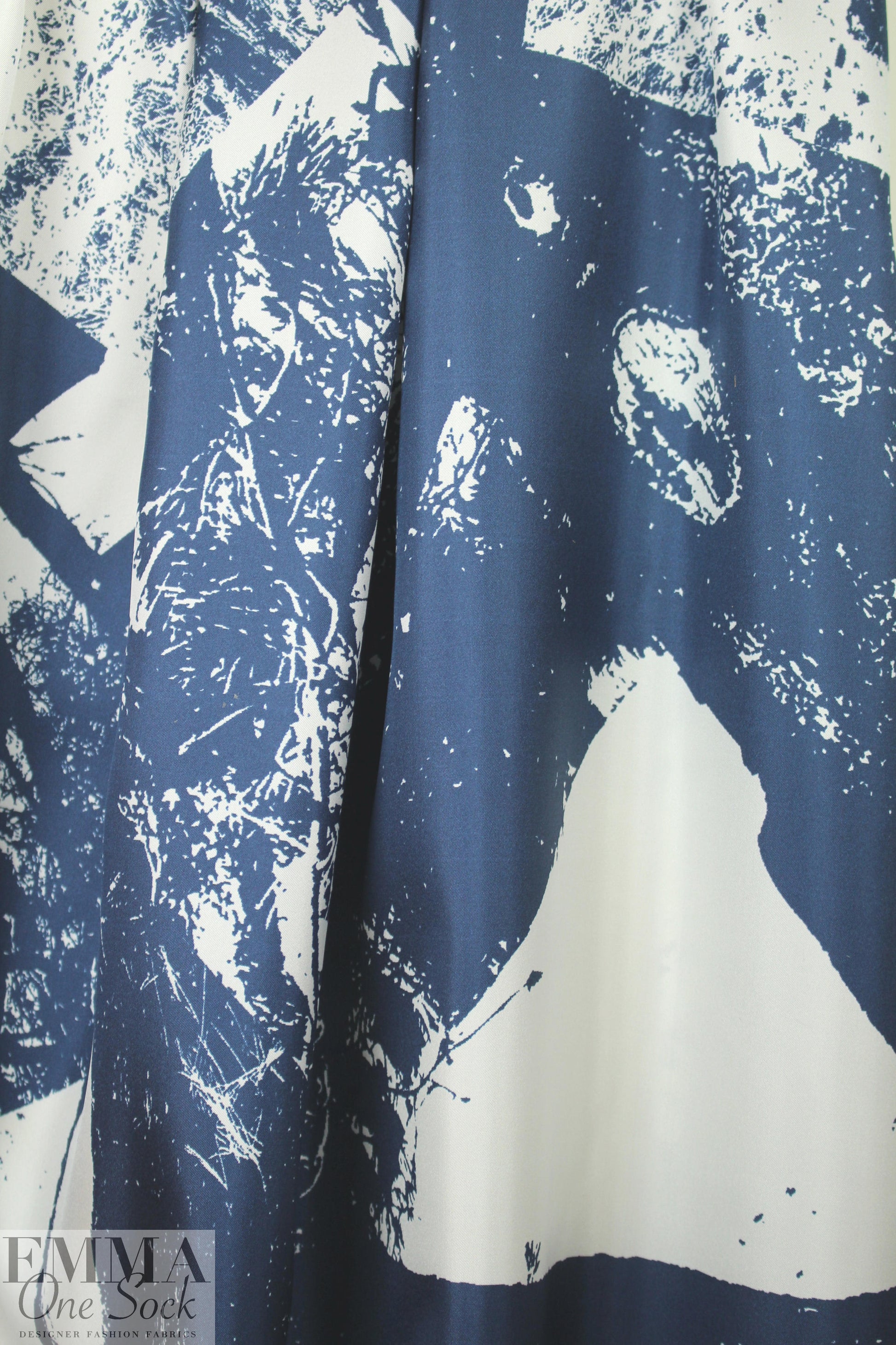 Italian panel silk twill woven - blue bonsai 2 yd (one panel)